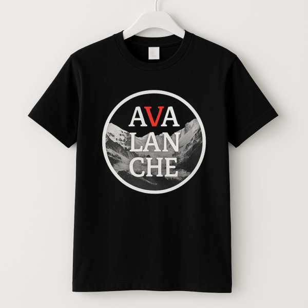 T-shirt Noir "AVALANCHE" – Design Suisse Montagne & Logo Premium